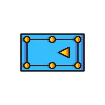 Color Billiard table icon isolated on white background. Pool table. Flat fi.. Illustrazione stock