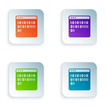 Color Binary code icon isolated on white background. Set colorful icons in Stock Illustration