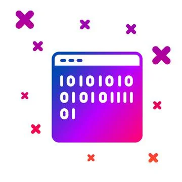 Color Binary code icon isolated on white background. Gradient random dynamic 스톡 일러스트