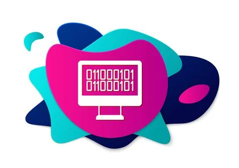 Color Binary code icon isolated on white background. Abstract banner with liquid Stock Illustration