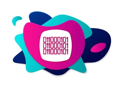 Color Binary code icon isolated on white background. Abstract banner with l.. Stock Illustration