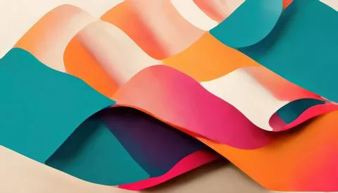 Color block abstract pattern teal blue orange pink Illustrazione stock
