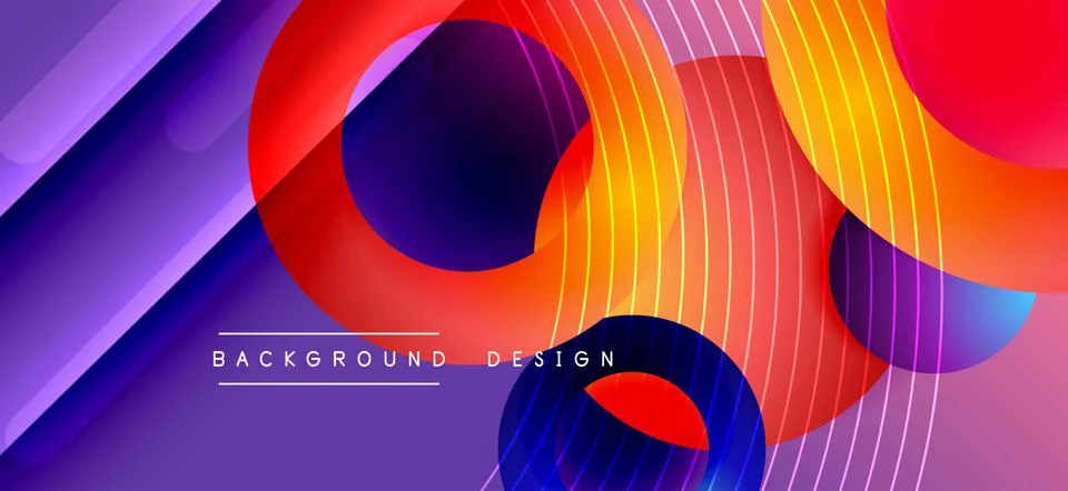 Color block vector abstract background, dynamic shapes on color gradient. Trendy Stock Illustration