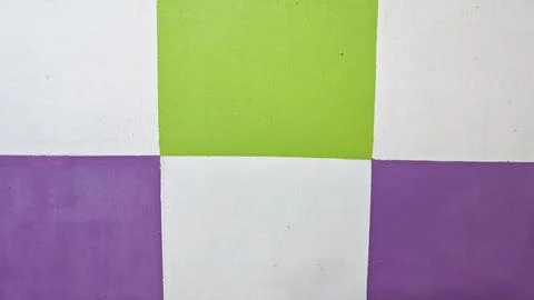 Color Block Wall Pattern in Green Purple and White Фото