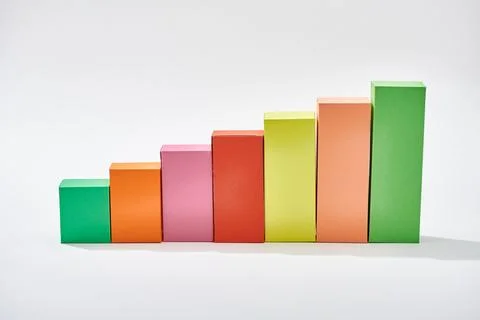 Color blocks analytical chart white Stock Photos