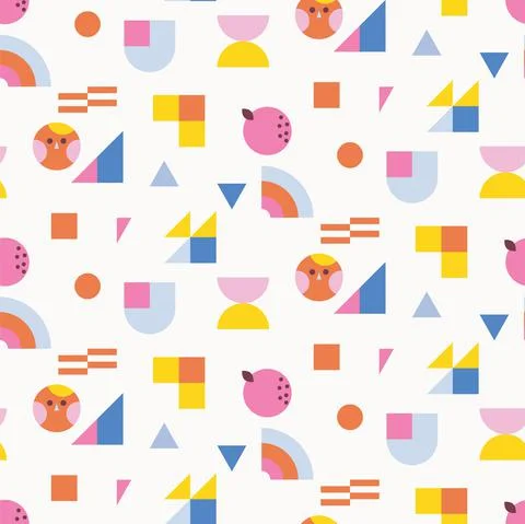 Color blocks kids seamless pattern with bright shapes. Illustrazione stock
