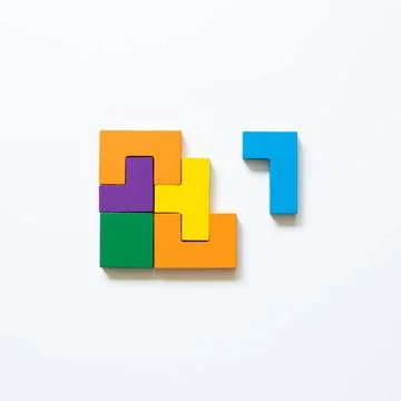 Color blocks on white background. Creative thinking, idea, problem solving... Foto stock