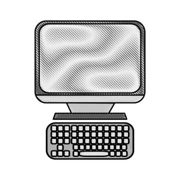 Color blurred stripe image computer desk with keyboard Stock Illustration