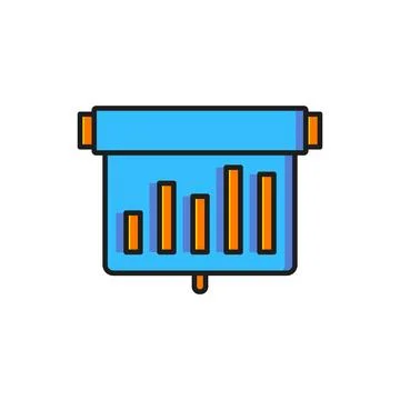 Color Board with graph chart icon isolated on white background. Report text.. Stock Illustration