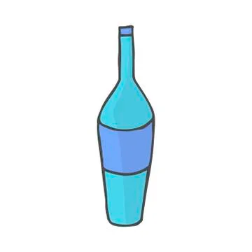 Color bottle doodle icon. Vector illustration isolated on white background. Illustrazione stock