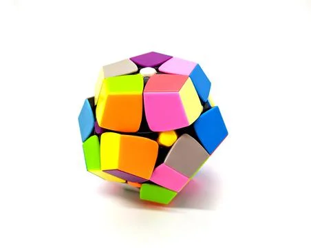 Color brain teaser on white background closeup photo. Stock Photos