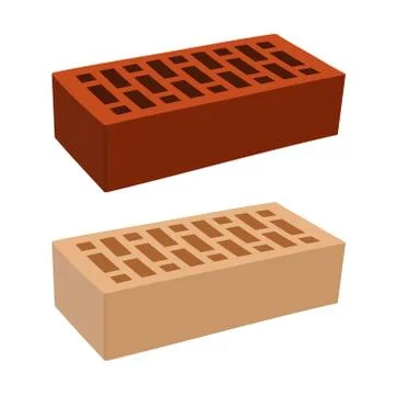 Color Bricks Icons Set1 - Red and Pink. Vector Stock Illustration