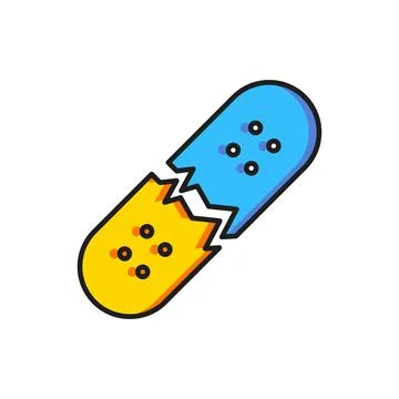 Color Broken skateboard deck icon isolated on white background. Extreme spo.. Stock Illustration