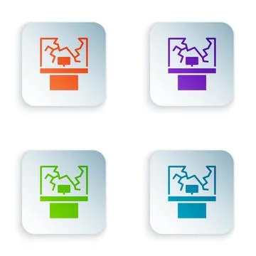 Color Broken window icon isolated on white background. Damaged window. Beaten Ilustración de archivo