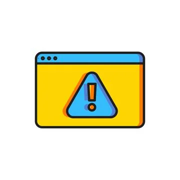 Color Browser with exclamation mark icon isolated on white background. Aler.. 스톡 일러스트
