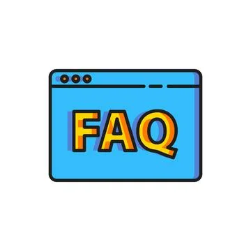Color Browser FAQ icon isolated on white background. Internet communication.. 库存插图