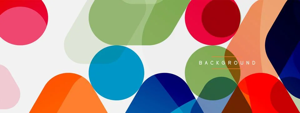 Color bubbles and rounded geometric shapes on white. Vector geometric minimal Illustrazione stock
