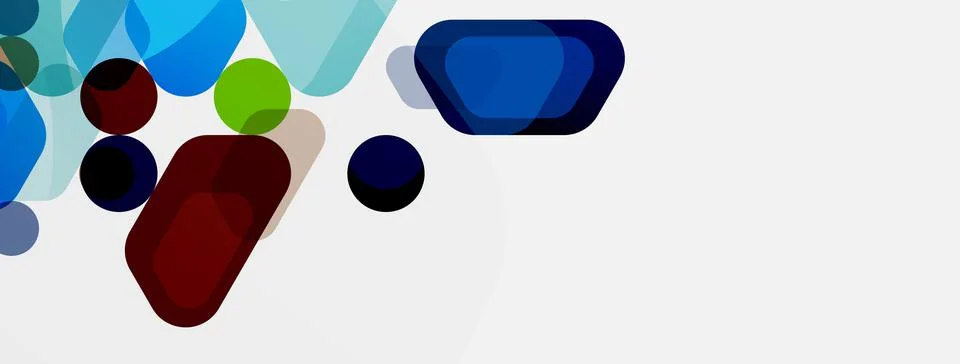 Color bubbles and rounded geometric shapes on white. Vector geometric minimal Illustrazione stock