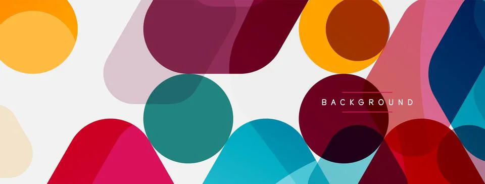 Color bubbles and rounded geometric shapes on white. Vector geometric minimal Illustrazione stock