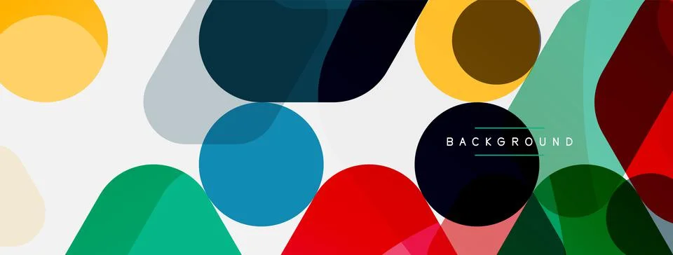 Color bubbles and rounded geometric shapes on white. Vector geometric minimal Stock Illustration