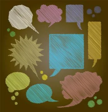 Color bubbles for text on dark background - illustration Stock Illustration