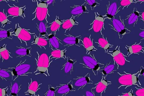 Color Bugs Illustration Seamless Pattern Stock Illustration