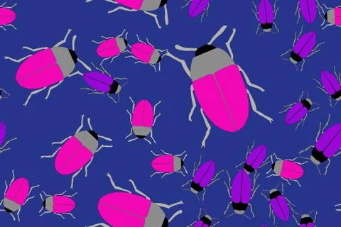 Color Bugs Illustration Seamless Pattern Stock-Illustration
