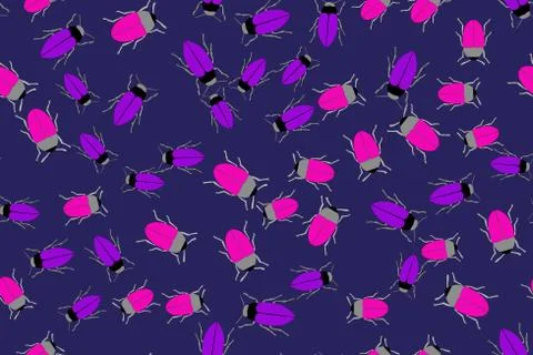 Color Bugs Illustration Seamless Pattern 스톡 일러스트