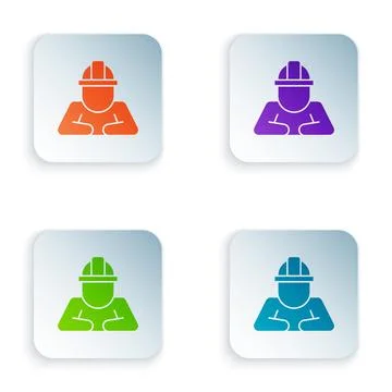 Color Builder icon isolated on white background. Construction worker. Set col Stock Illustration