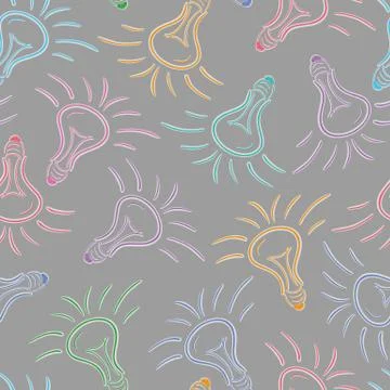 Color bulbs, sketch, seamless pattern Illustrazione stock