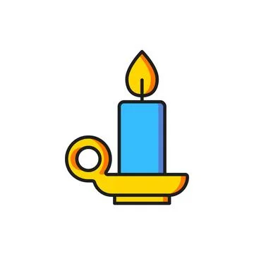 Color Burning candle in candlestick icon isolated on white background. Cyli.. Stock Illustration