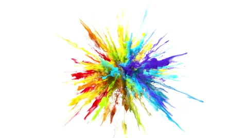 Color Burst iridescent multicolored rainbow powder explosion fluid ink particles Stock Footage 153385508
