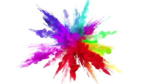 Color Burst iridescent multicolored rainbow powder explosion fluid ink particles Stock Footage 200868328