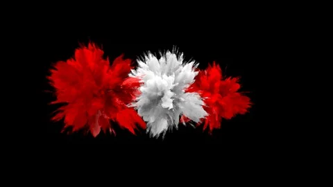 Color Burst - Multiple colorful smoke explosions fluid particles alpha matte Stock Footage 106951214