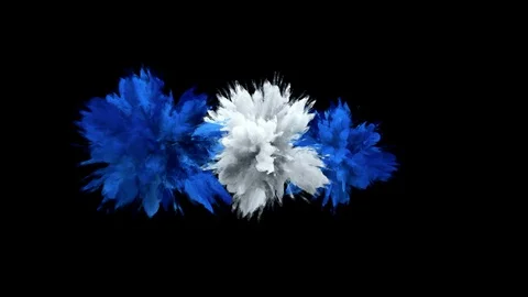 Color Burst - Multiple colorful smoke explosions fluid particles alpha matte Stock Footage 106951264