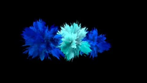 Color Burst - Multiple colorful smoke explosions fluid particles alpha matte Stock Footage 106951503
