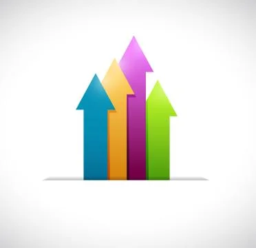 Color business arrow graph inside a pocket. i Ilustración de archivo
