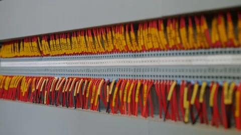 Color cable terminal socket and electrical control device, close up Stock Footage 120231293