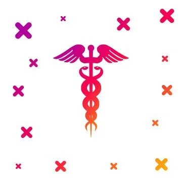 Color Caduceus medical symbol icon on white background. Medicine and health care Stock Illustration