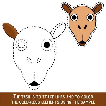 Color Camel Face. Restore dashed lines. Color the picture elements. Page to b イラスト素材