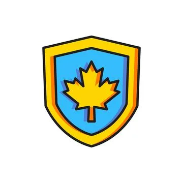 Color Canada flag on shield icon isolated on white background. Flat filled .. イラスト素材