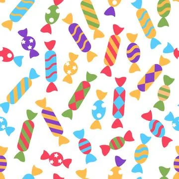 Color candy seamless pattern on white background. Stock Illustration