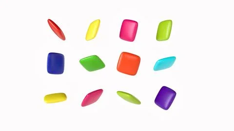 Color candy square shape Colorful chocolate candy pills isolated on white b.. Stock Illustration