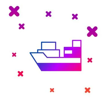 Color Cargo ship with boxes delivery service icon isolated on white backgro.. Stock Illustration