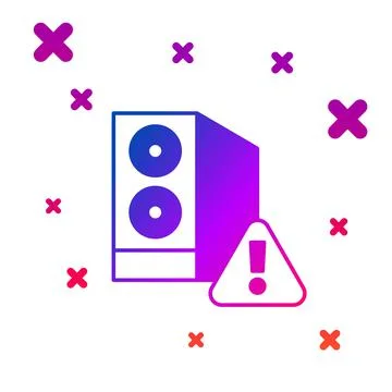 Color Case of computer with exclamation mark icon isolated on white background Illustrazione stock