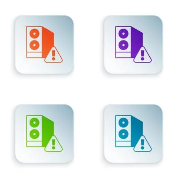 Color Case of computer with exclamation mark icon isolated on white background Illustrazione stock