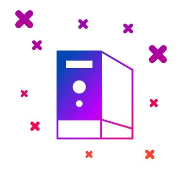 Color Case of computer icon isolated on white background. Computer server Illustrazione stock