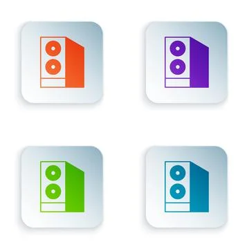 Color Case of computer icon isolated on white background. Computer server Illustrazione stock