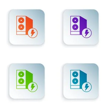 Color Case of computer icon isolated on white background. Computer server. .. Illustrazione stock
