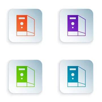 Color Case of computer icon isolated on white background. Computer server. .. Stock Illustration